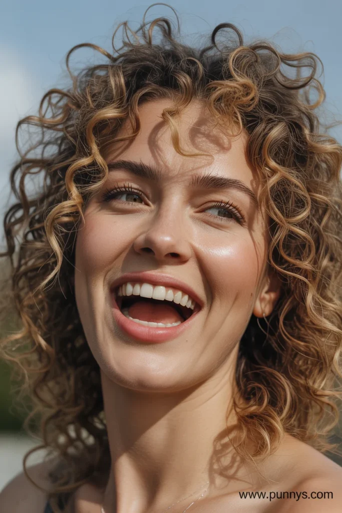 woman showing off freshly styled curls